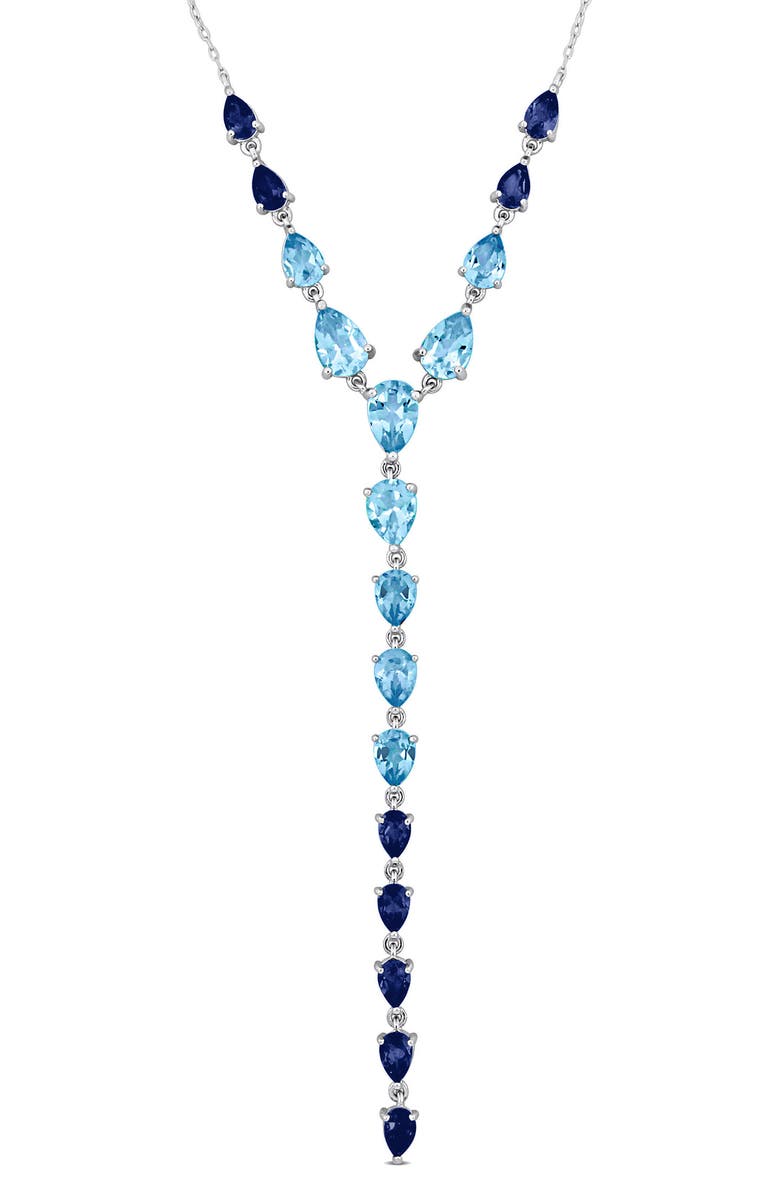 DELMAR Teardrop Y Necklace, Main, color, Blue
