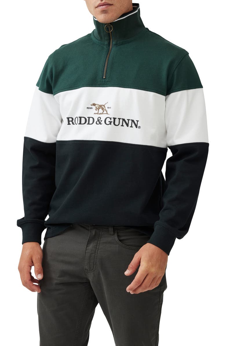 Rodd & Gunn Foresters Peak Quarter Zip Pullover, Main, color, Forest