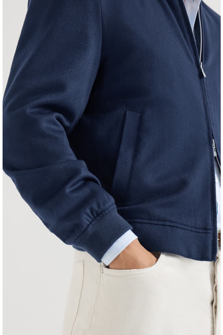 Lightweight cashmere flannel bomber jacket, Alternate, color, Blue