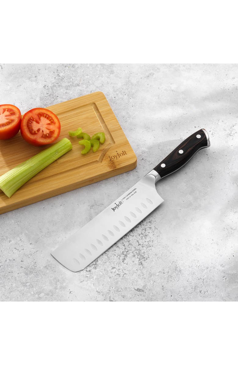 JoyJolt 7" Stainless Steel Nakiri Knife, Alternate, color, Silver/ Black