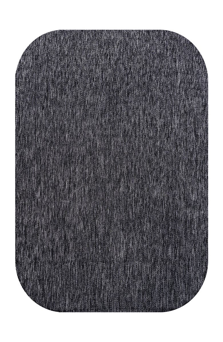 JONATHAN Y Miles Modern Minimalist Radius Corner Solid Indoor/Outdoor Shaped Area Rug, Main, color, Dark Gray