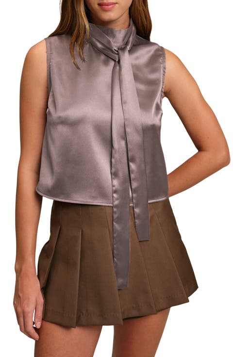 Corey Sleeveless Satin Tie Neck Top