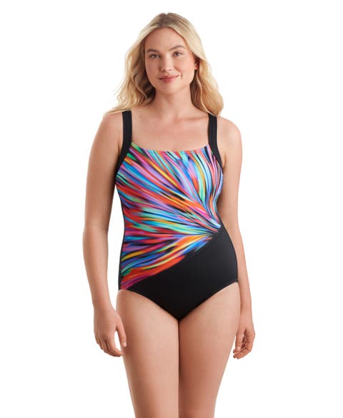 Squareneck Illusion Tank Chlorine Resistant One-Piece Swimsuit