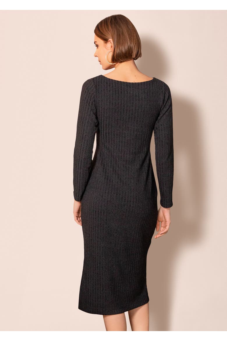 Ribbed Midi Knit Sheath Dress, Alternate, color, Black