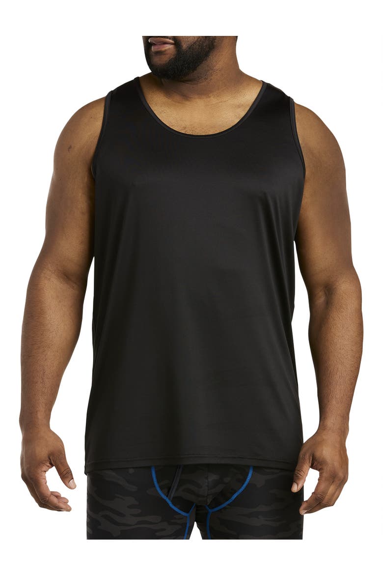 Moisture-Wicking Stretch Tank T-Shirt, Main, color, BLACK