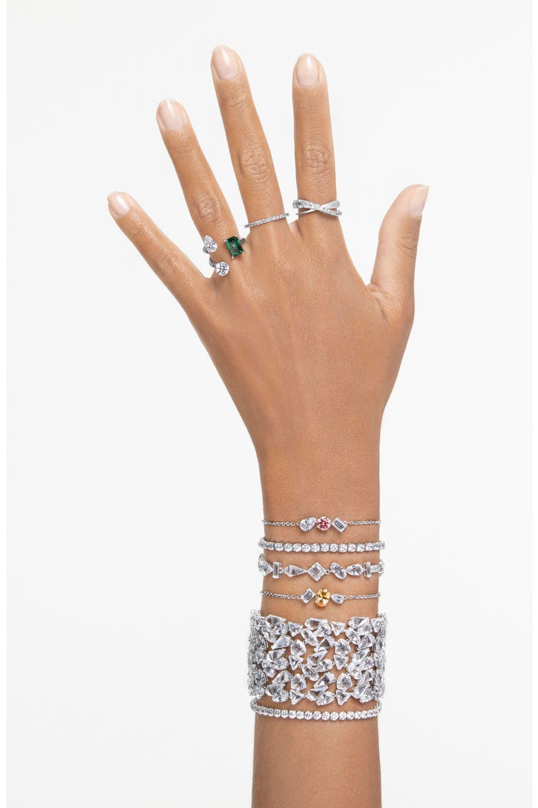 Mesmera Mixed Crystal Bracelet, Alternate, color, SILVER