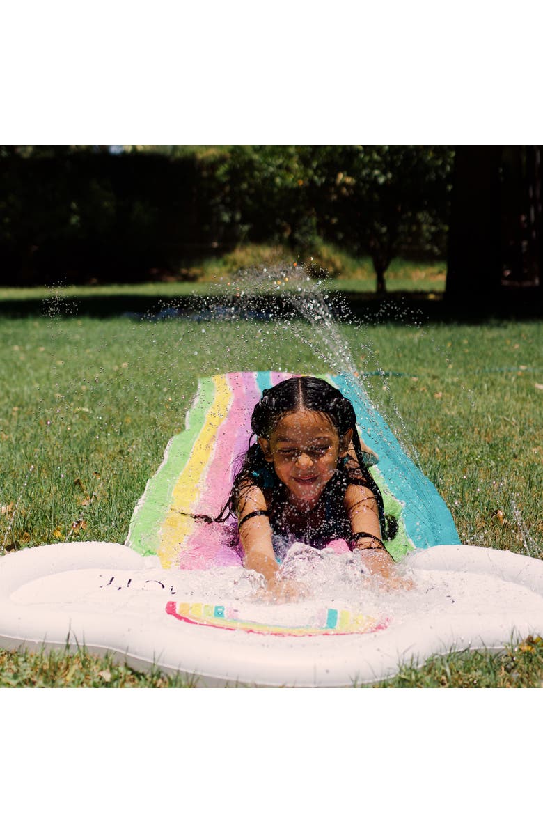 Rae Dunn Splish Splash Rainbow Slide & Ride 16 Foot Water Slide Sprinkler, Alternate, color, Multicolored