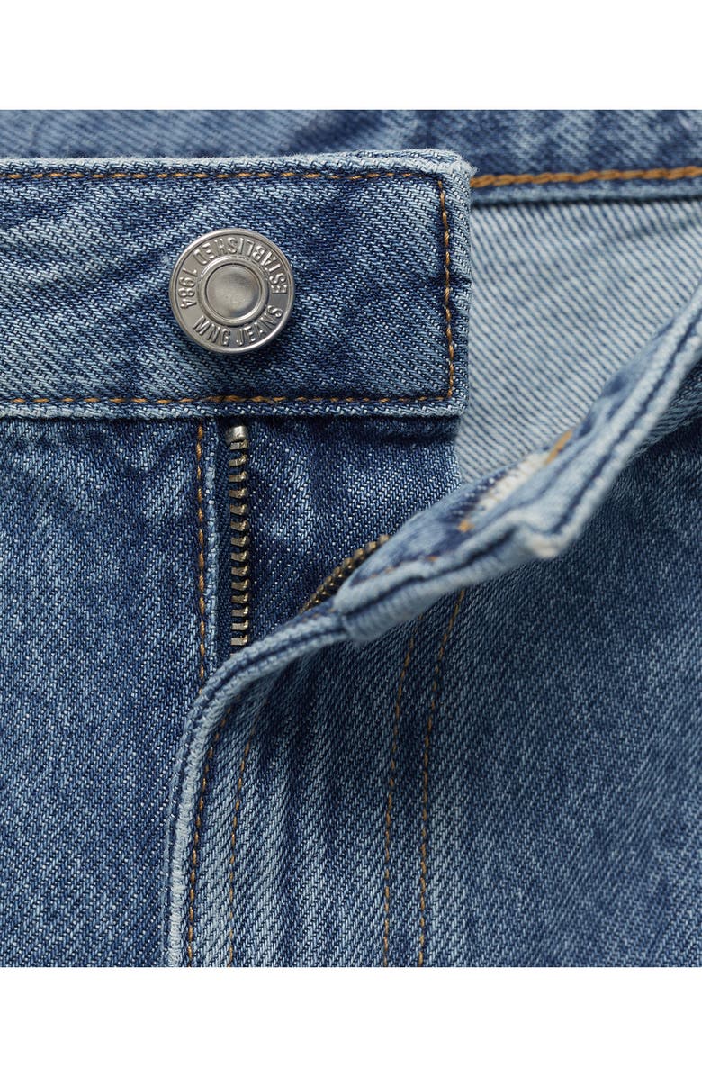 MANGO Frayed Hem Denim Shorts, Alternate, color, Medium Blue