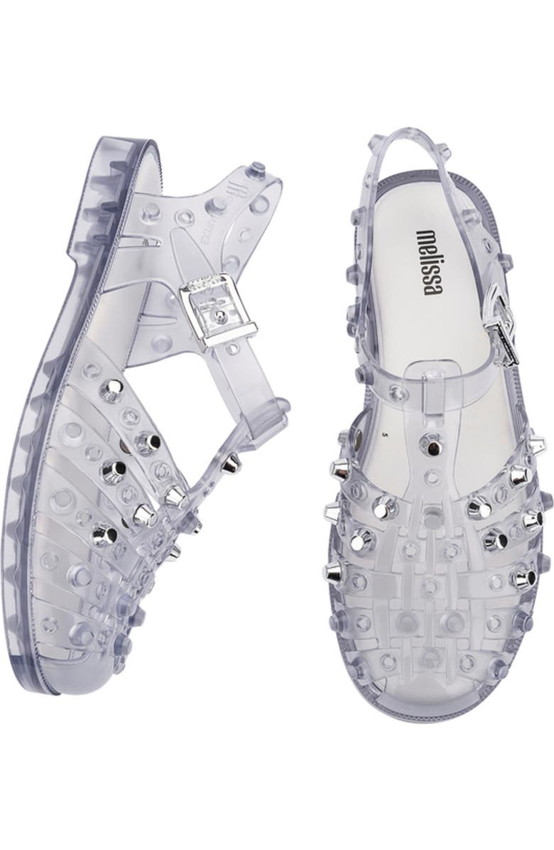 Melissa Possession Stud Fisherman Sandal, Alternate, color, Clear/Silver