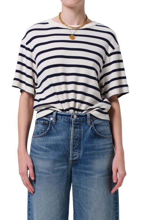 Citizens Of Humanity Goldie Stripe Relaxed Fit T-shirt In Azure Stripe
