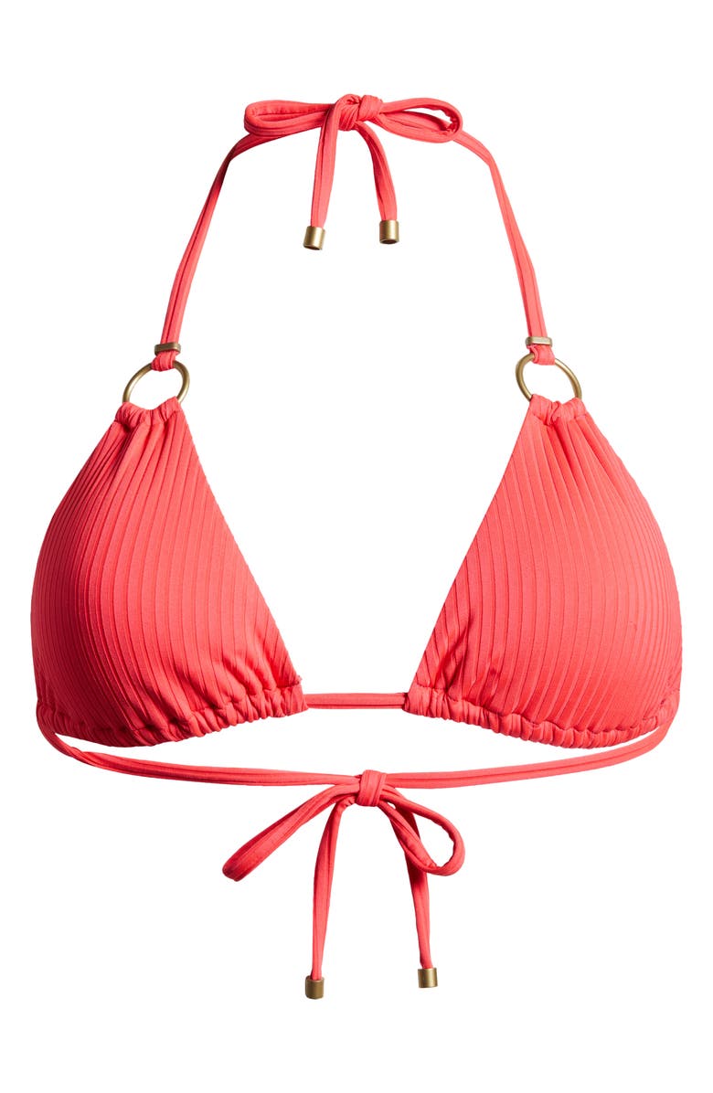Vitamin A<sup>®</sup> Cosmo Ring Detail Rib Triangle Bikini Top, Main, color, 