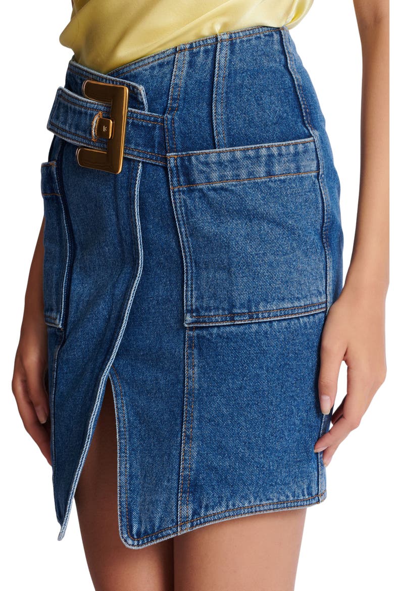 Short denim skirt with belt, Alternate, color, blue