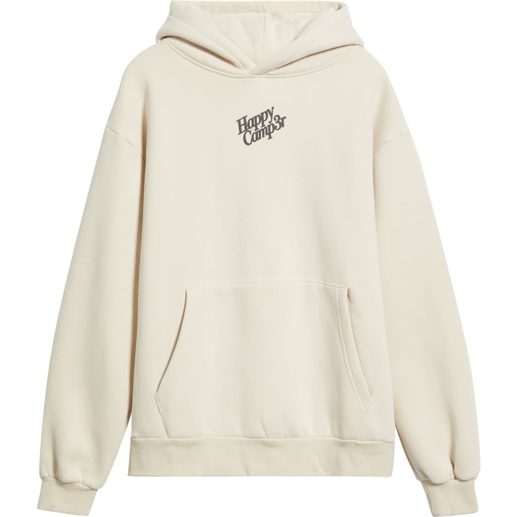 Happy Camp3r Puff Series Core Logo Cotton Blend Hoodie In Neutral
