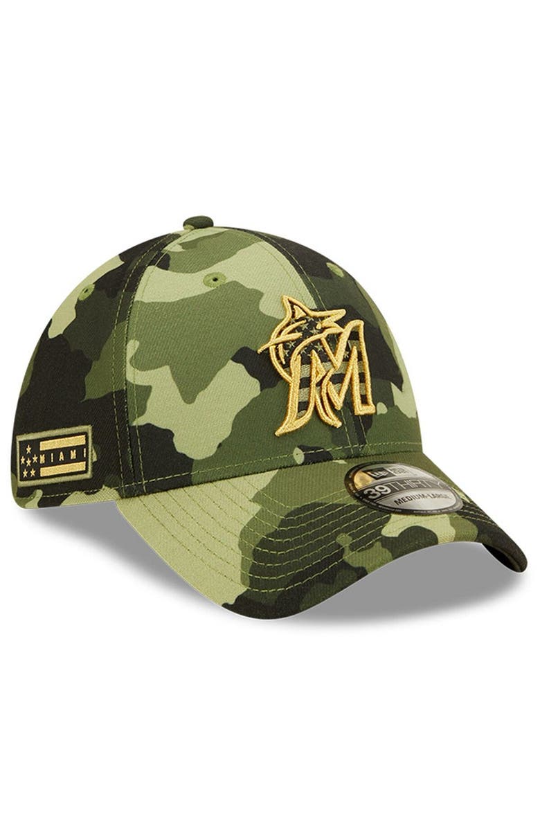 New Era Men's New Era Camo Miami Marlins 2022 Armed Forces Day 39THIRTY Flex Hat, Main, color, Camo