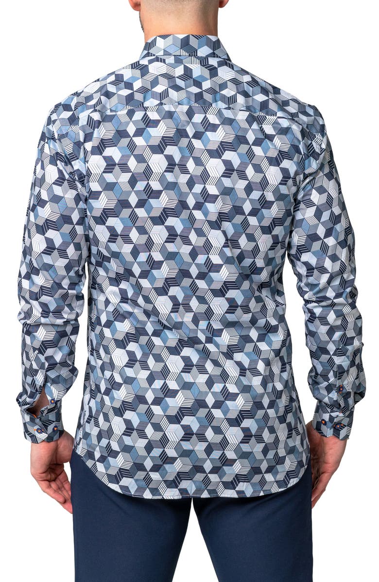 Maceoo Fibonacci Future Cotton Button-Up Shirt, Alternate, color, Grey