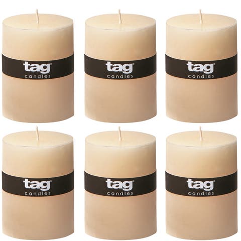 Ivory Pillar Candles Unscented Long Burning Set of 6