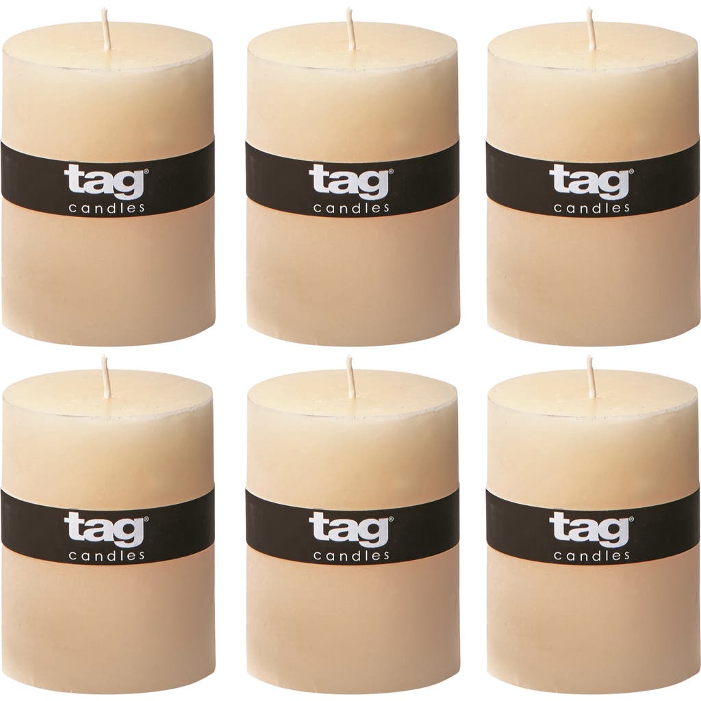 Tag Ivory Pillar Candles Unscented Long Burning Set Of 6 In Neutral