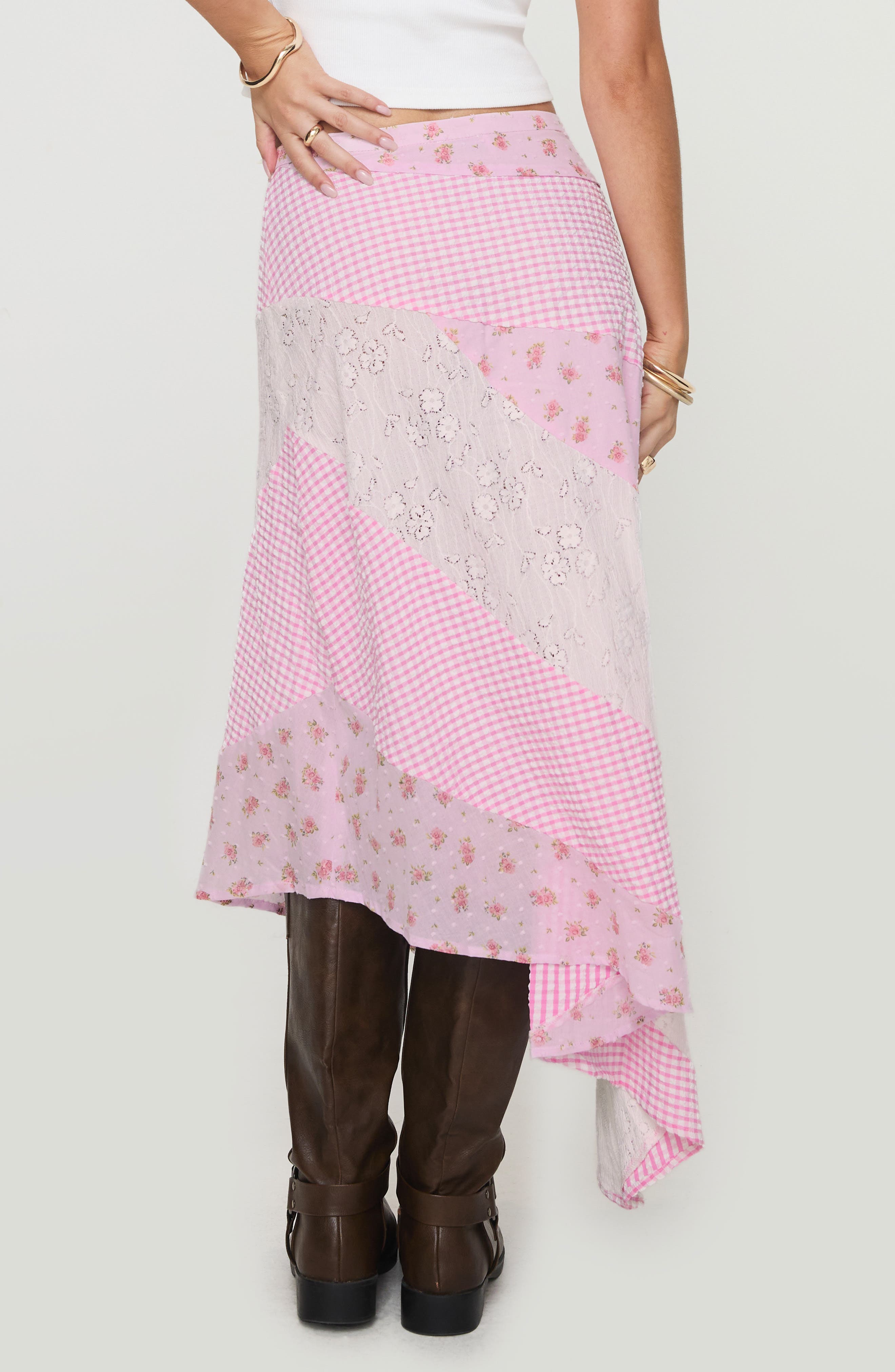 Rennar Mixed Print Asymmetric Skirt - image 2