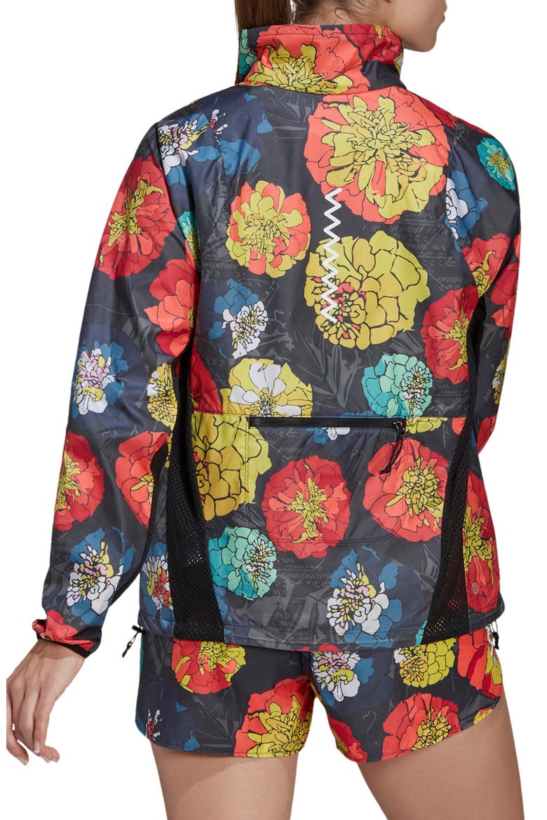 Run Fast Flower Running Jacket, Alternate, color, BLACK