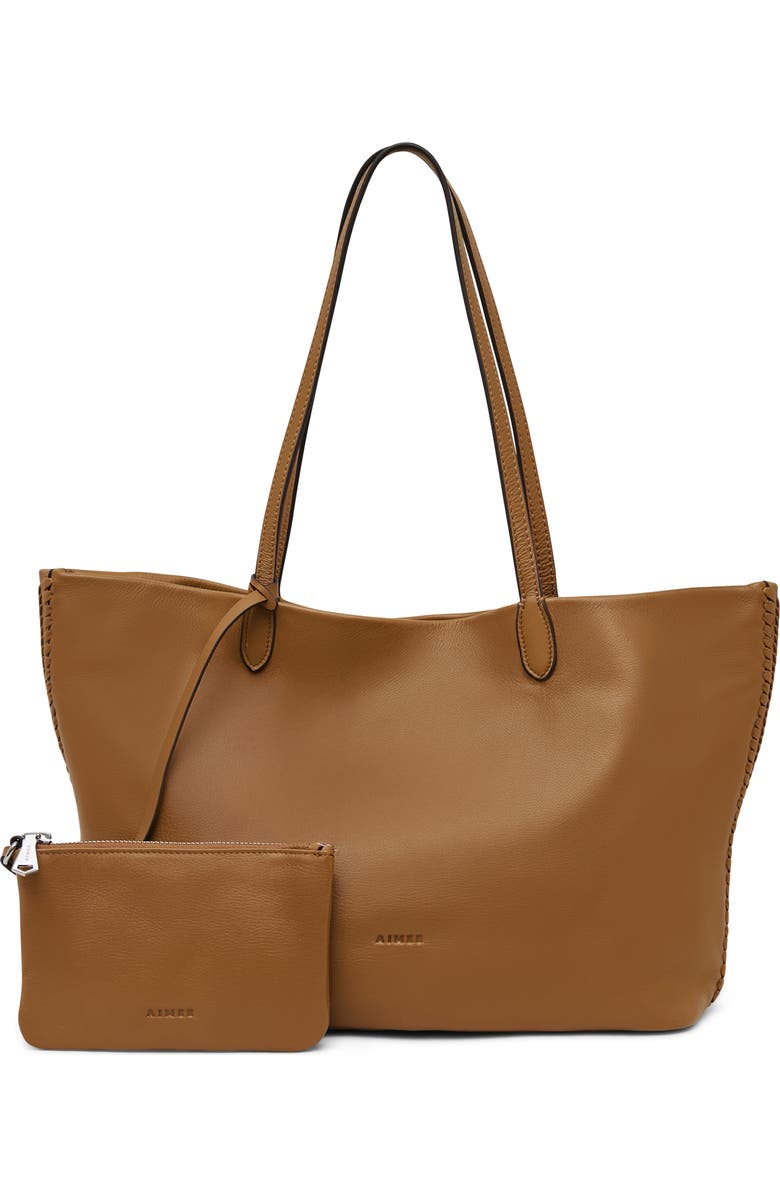 AIMEE All for Love Convertible Leather Shopper Bag, Main, color, Latte