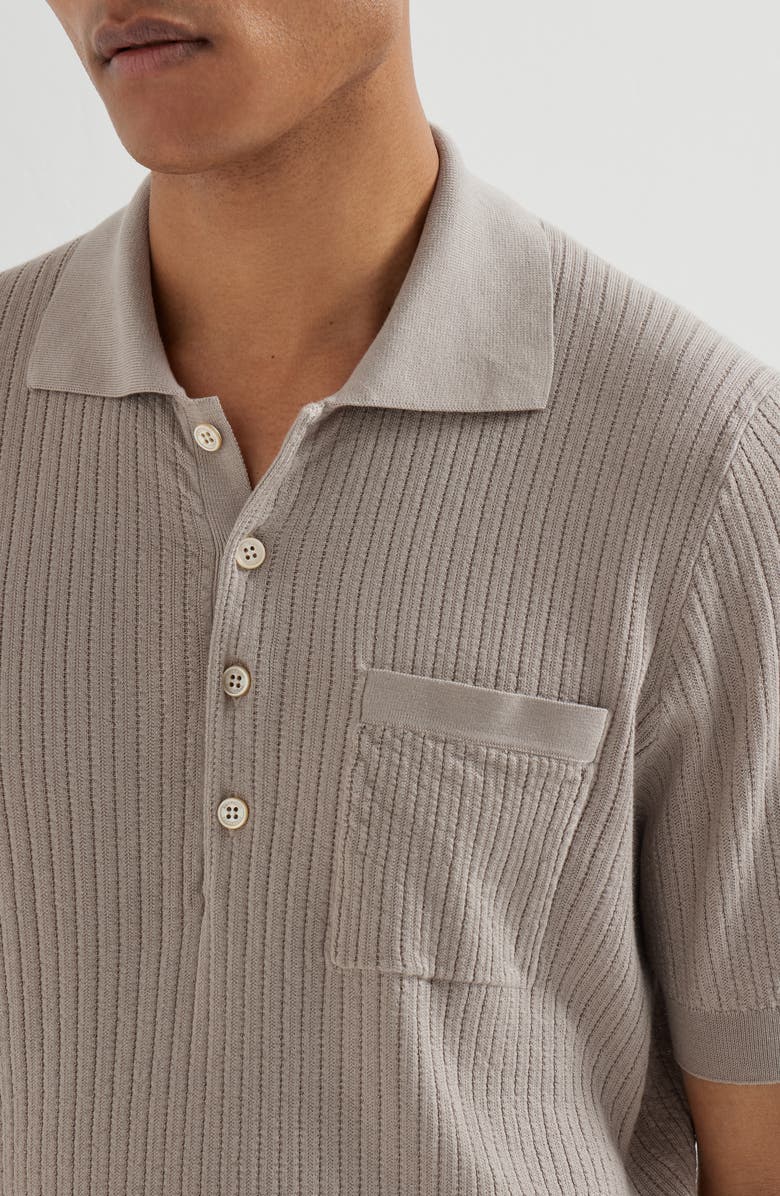 Brunello Cucinelli Rib knit polo, Alternate, color, Dove Grey