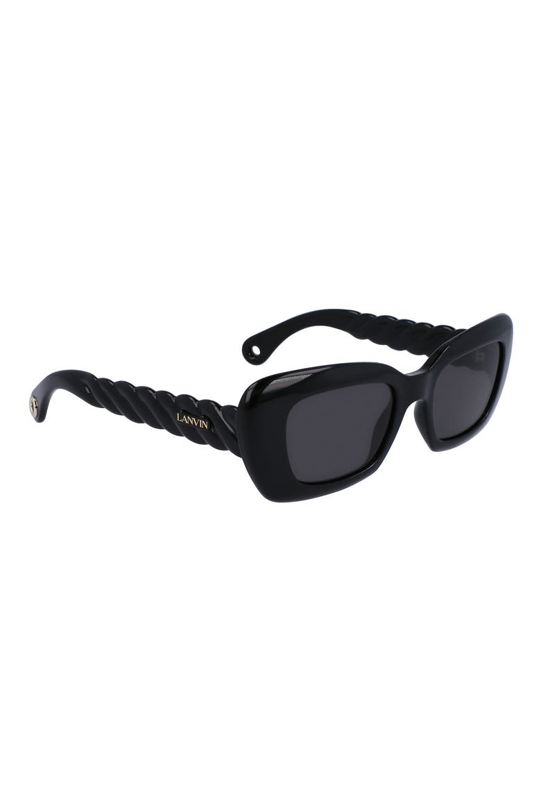 52mm Babe Modified Rectangular Sunglasses, Alternate, color, BLACK