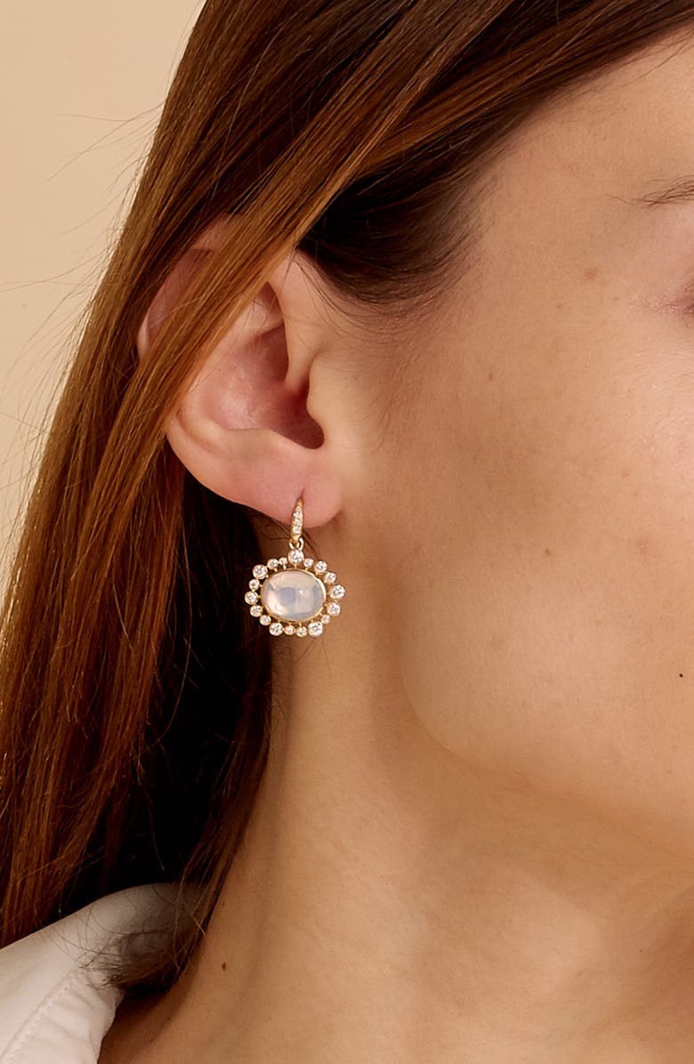 SYNA Aura Halo Earrings, Alternate, color, Moon Quartz