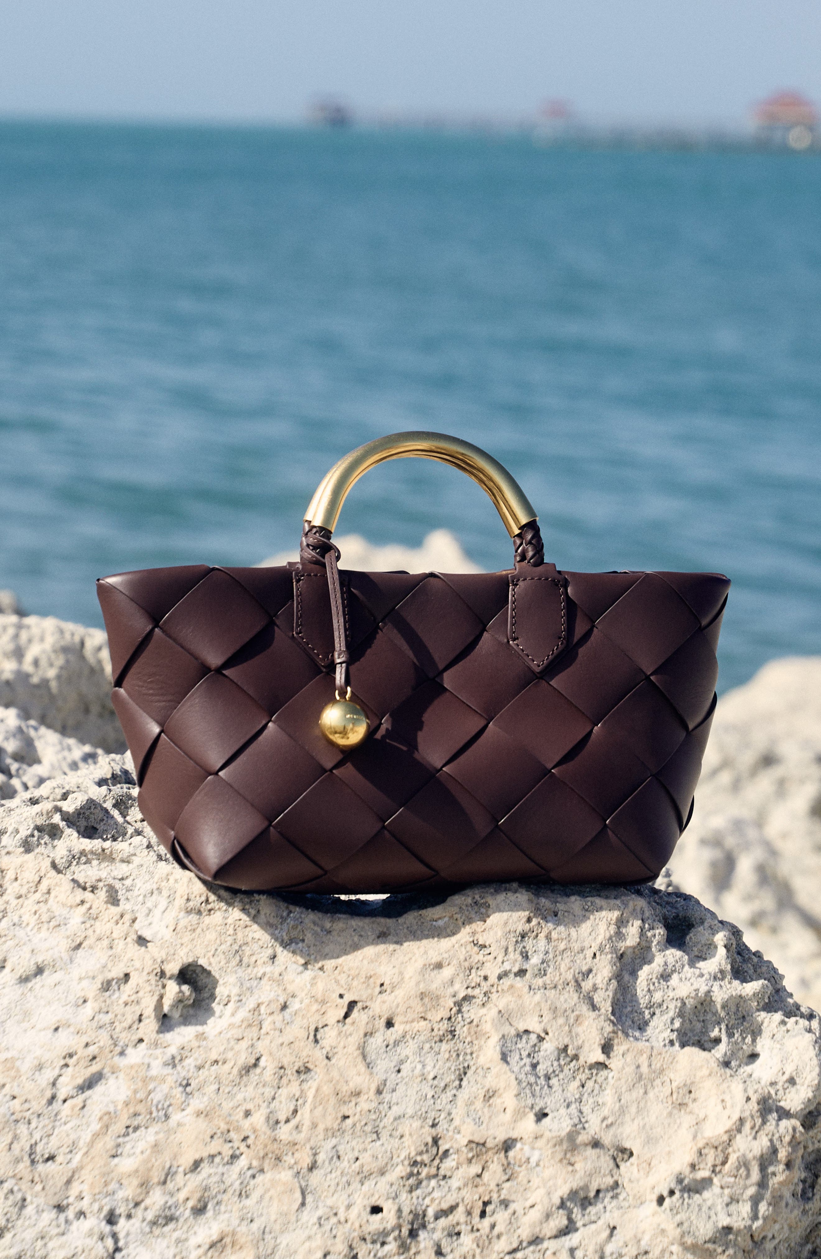 Rebecca Minkoff Mini Frankie Woven Leather Tote, Alternate, color, Cherrywood