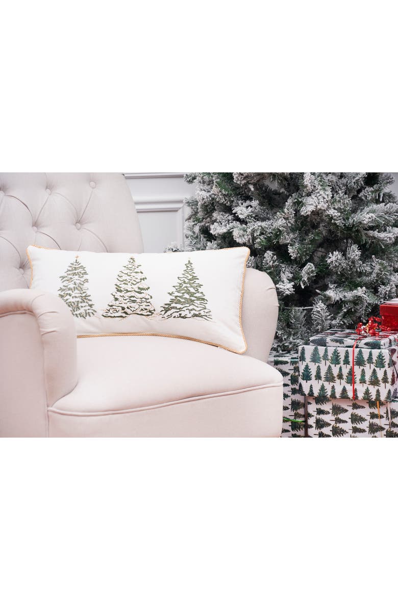 C&F Home Golden Pine Christmas Trees Cotton Blend Embroidered Accent Pillow 12" x 24", Alternate, color, 