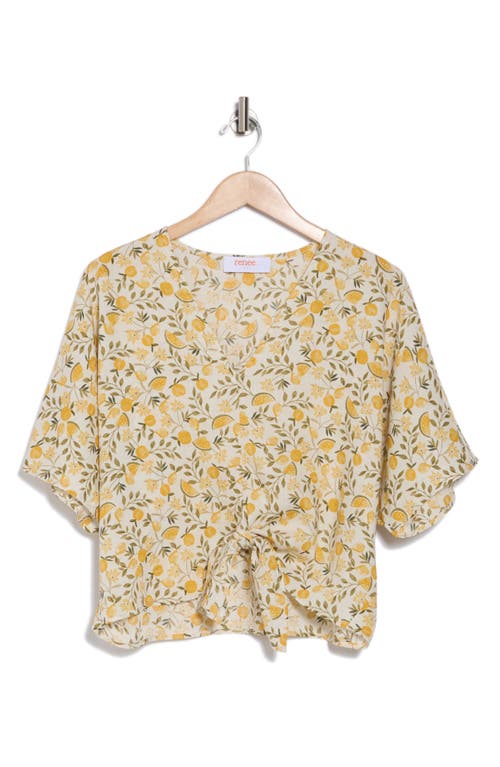 RENEE C RENEE C LEMON PRINT TIE FRONT TOP