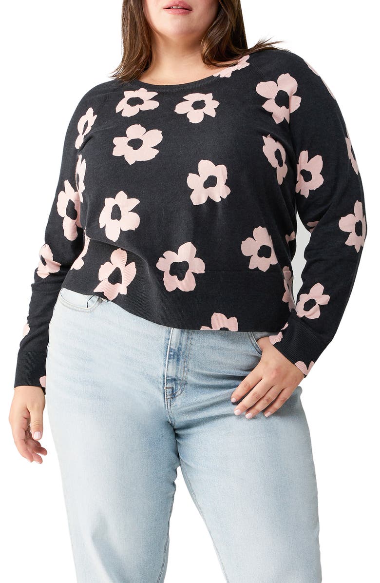 Sanctuary All Day Long Floral Cotton Blend Sweater, Main, color, 