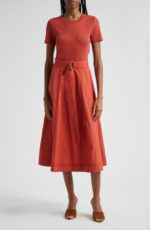 Facia Mixed Media Stretch Cotton Dress