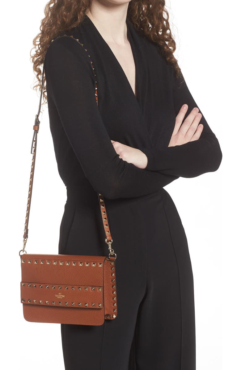 Valentino Garavani Small Rockstud Leather Shoulder Bag, Alternate, color,