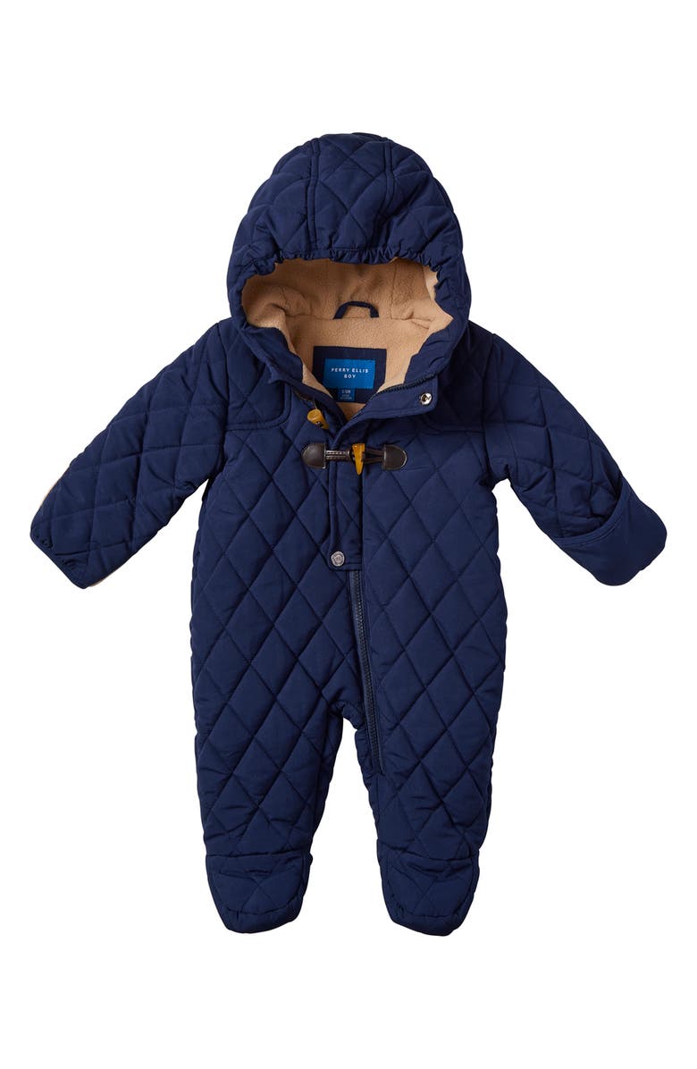 Perry Ellis Hooded Toggle Quilted Pram, Main, color, 