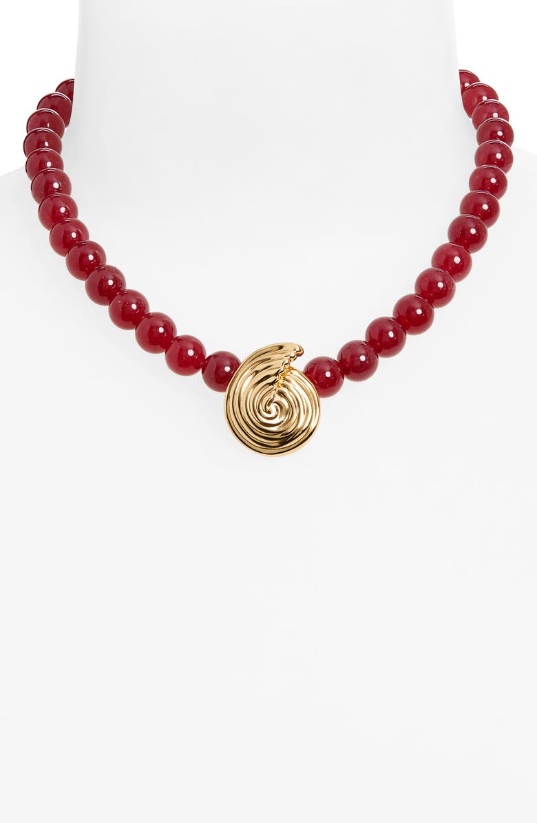 Missoma Spiral Pendant Beaded Necklace, Alternate, color, Gold