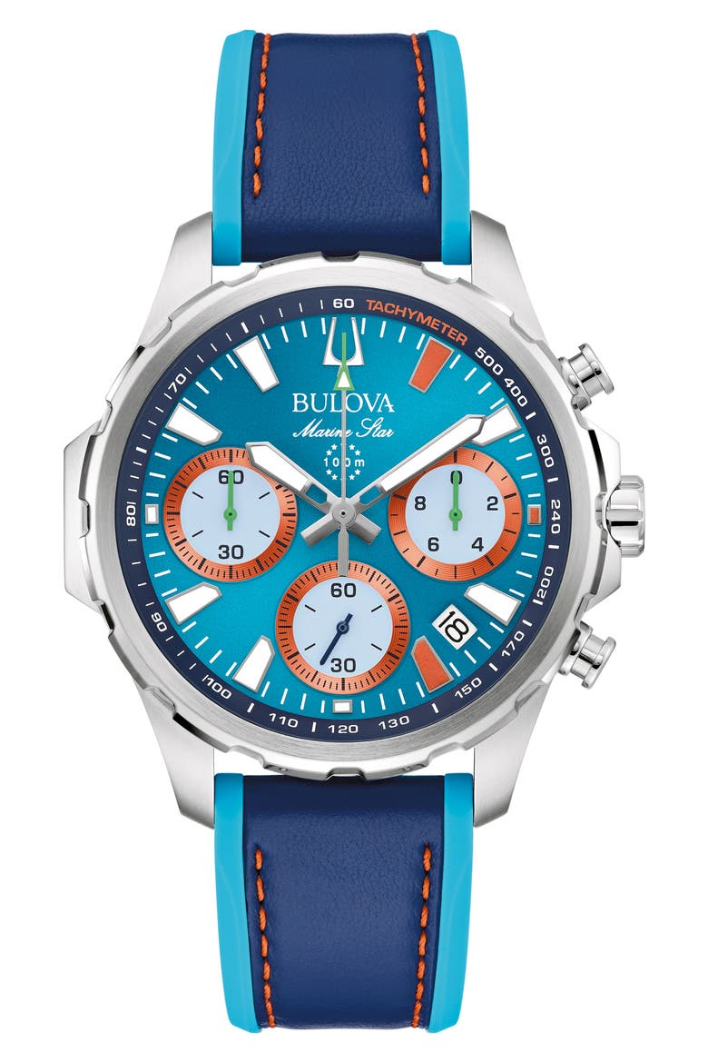 Team Miami E1 Racing Marine Star Rubber Strap Watch, 43mm, Main, color, SILVER-TONE