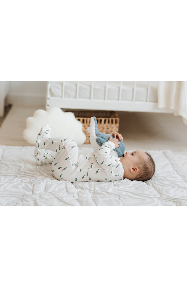Petit Lem Little Fishies Print Footie, Alternate, color, Off White