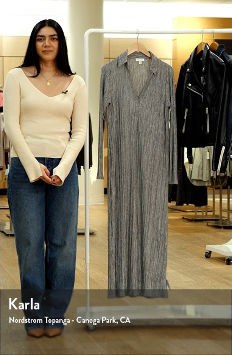 Split Neck Long Sleeve Midi Dress, sales video thumbnail