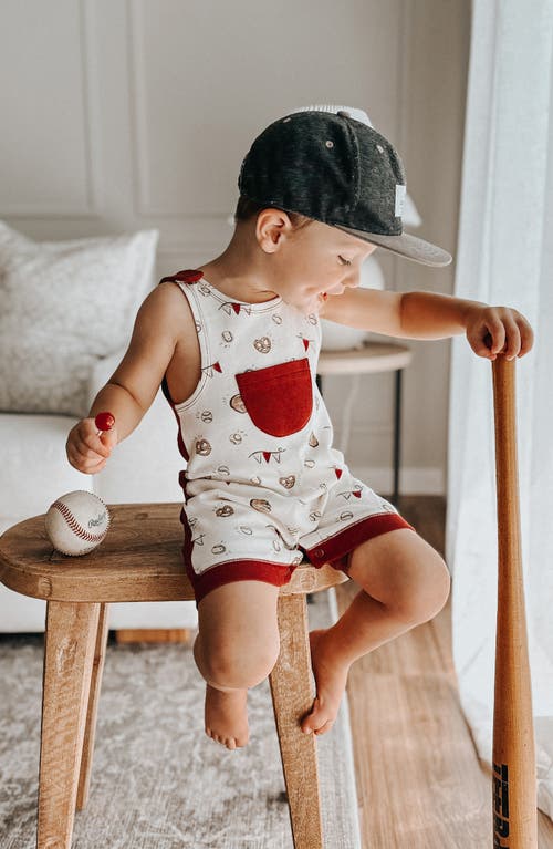 L'ovedbaby Print Sleeveless Organic Cotton Pocket Romper In Game Day