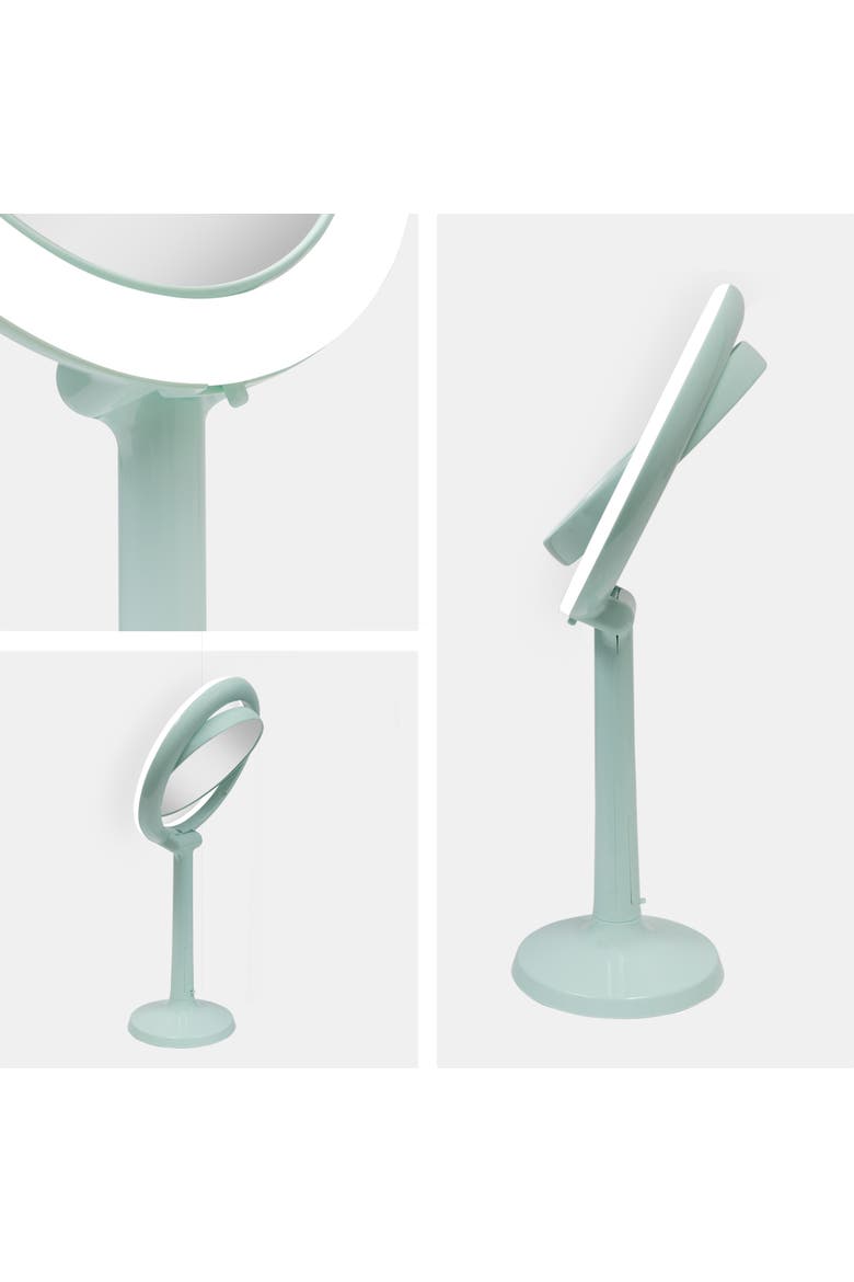 Hudson Lighted Makeup Mirror with 8X/1X Magnifications & Suction Cup, Alternate, color, Seafoam