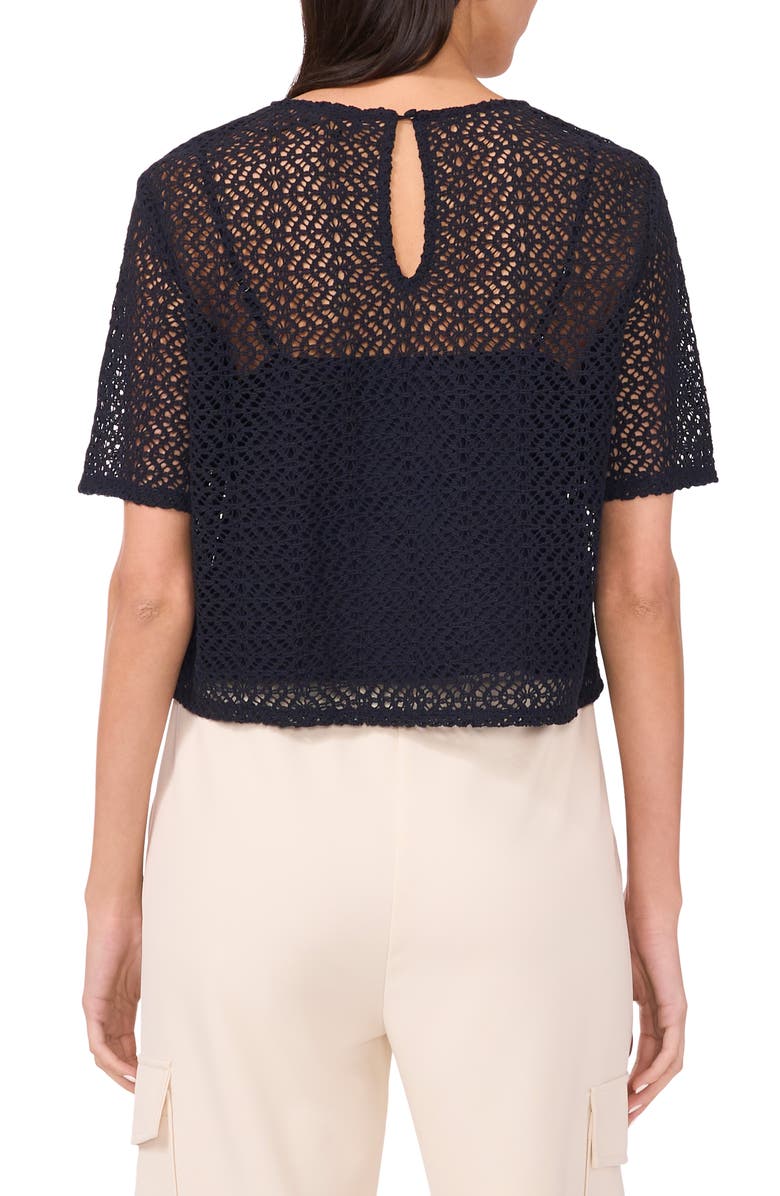 Halogen<sup>®</sup> Geometric Openwork T-Shirt, Alternate, color, Ink