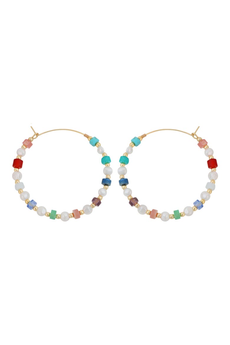 Beaded Hoop Earrings, Main, color, GOLD MULTI
