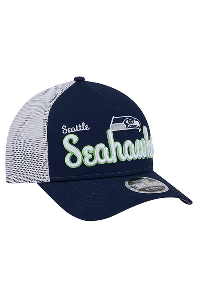 Men's New Era  College Navy Seattle Seahawks Side Lines 9FORTY Adjustable Hat, Alternate, color, College Navy