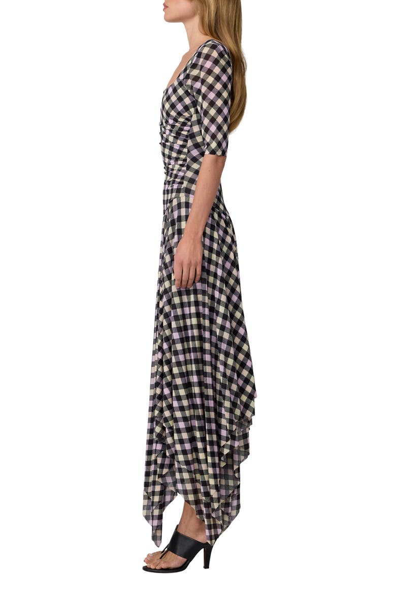 Leslie Gingham Handkerchief Hem Midi Dress, Alternate, color, HIGHLAND