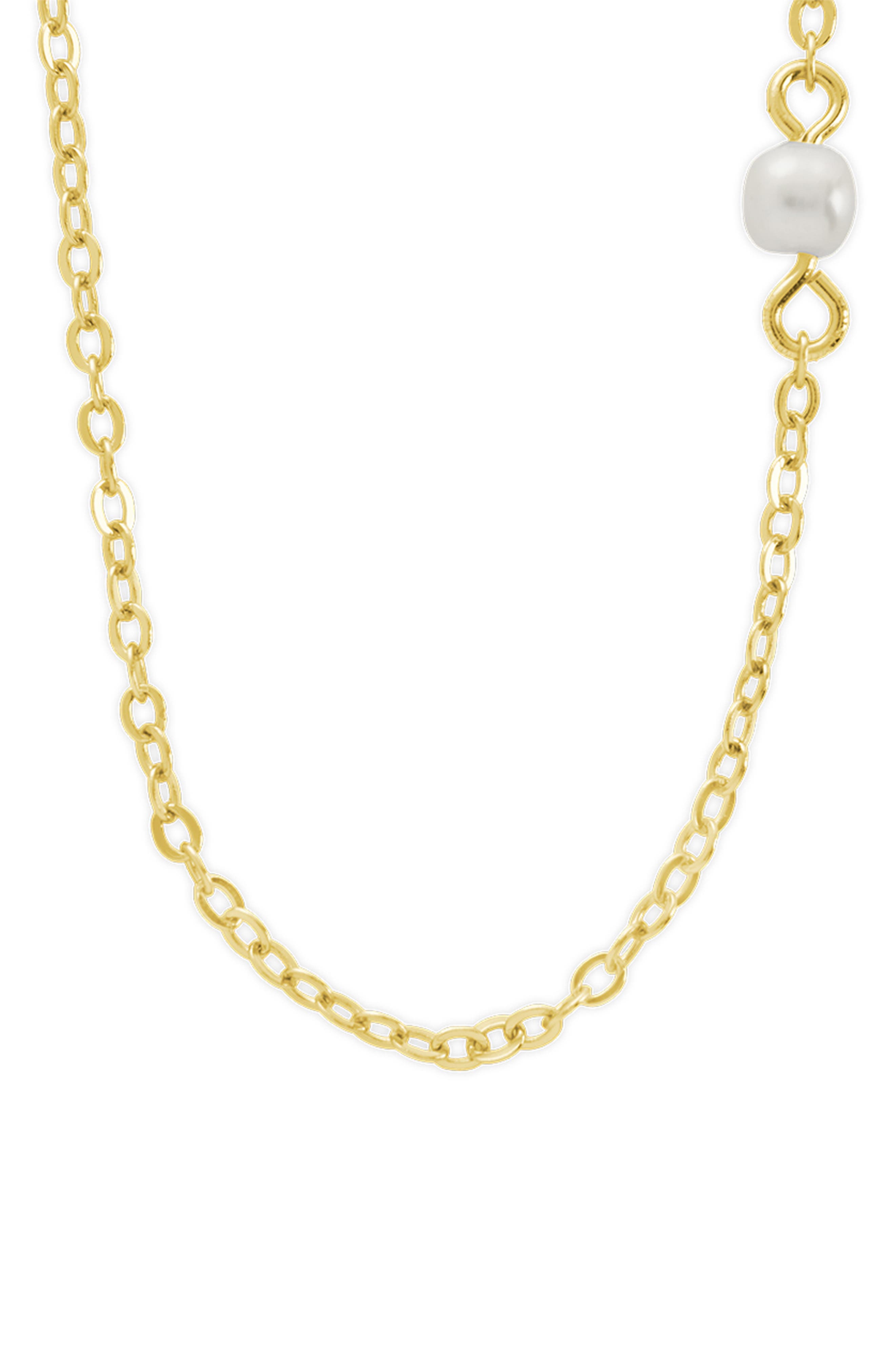 Sterling Forever Ilona Cultured Pearl Station Chain Necklace
