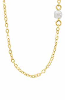 Sterling Forever Ilona Cultured Pearl Station Chain Necklace