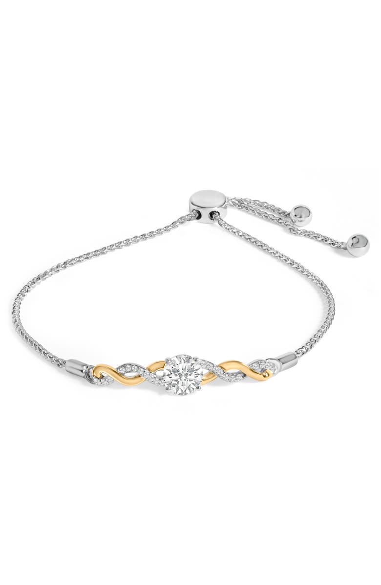 Haus of Brilliance 10K Yellow Gold over Silver Created White Sapphire Twist Bolo Bracelet, Main, color, Yellow