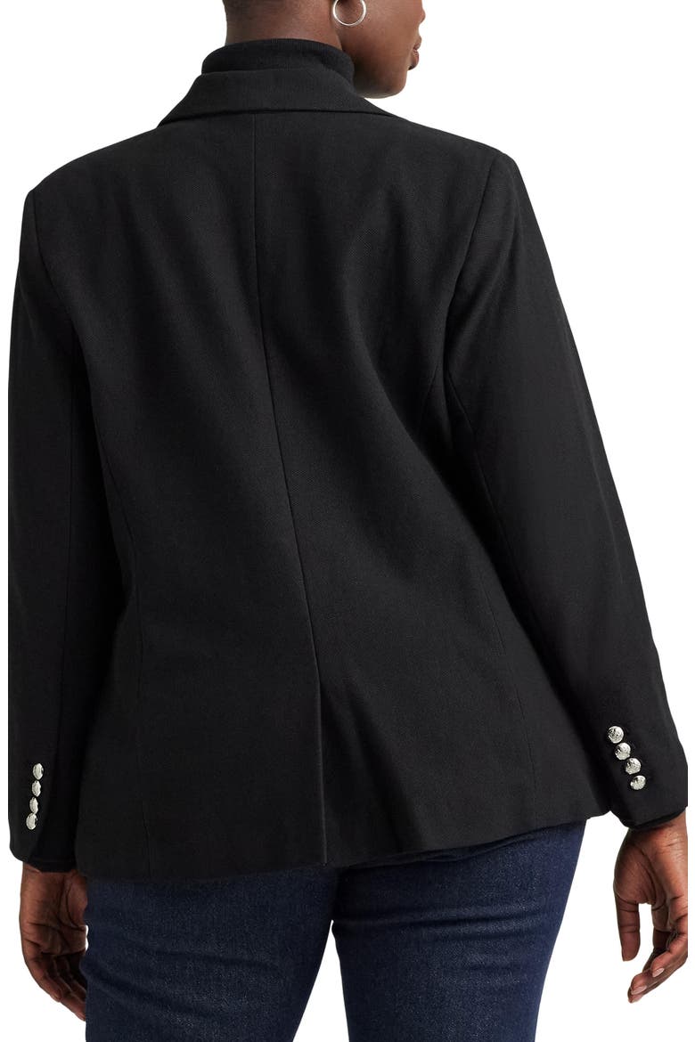 Crested Stretch Cotton Blazer, Alternate, color, BLACK