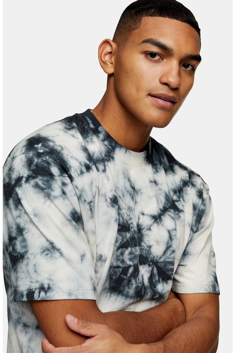 Black & Blue Tie Dye Men's T-Shirt, Alternate, color, BLACK MULTI