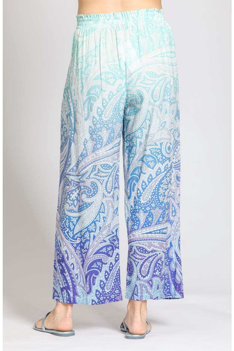 Belted Print Ankle Wide Leg Pants, Alternate, color, AQUA/ PURPLE MULTI